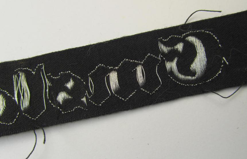RAD (ie. 'Reichsarbeitsdienst') officers'-pattern, commemorative cuff-title (ie. 'Dienstärmelstreifen') depicting the text: 'Emsland' (as was intended for commisioned-staff working on the various 'Westwall'-fortifications)