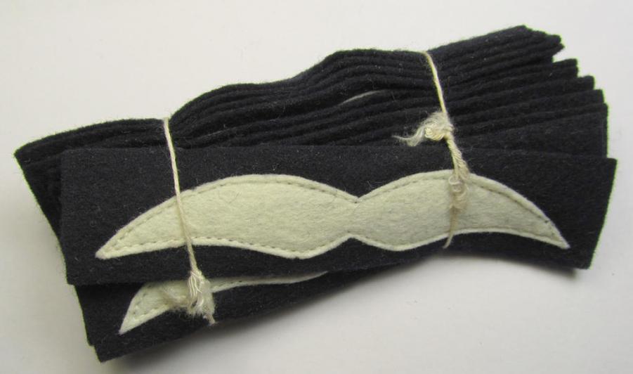 Attractive - and fully matching! - pair of WH (Luftwaffe) beige-coloured- and/or felt-woolen-based NCO-type rank-patches (aka 'moustaches') as was intended for usage by a non-commissioned officer with the rank of: 'Unteroffizier'
