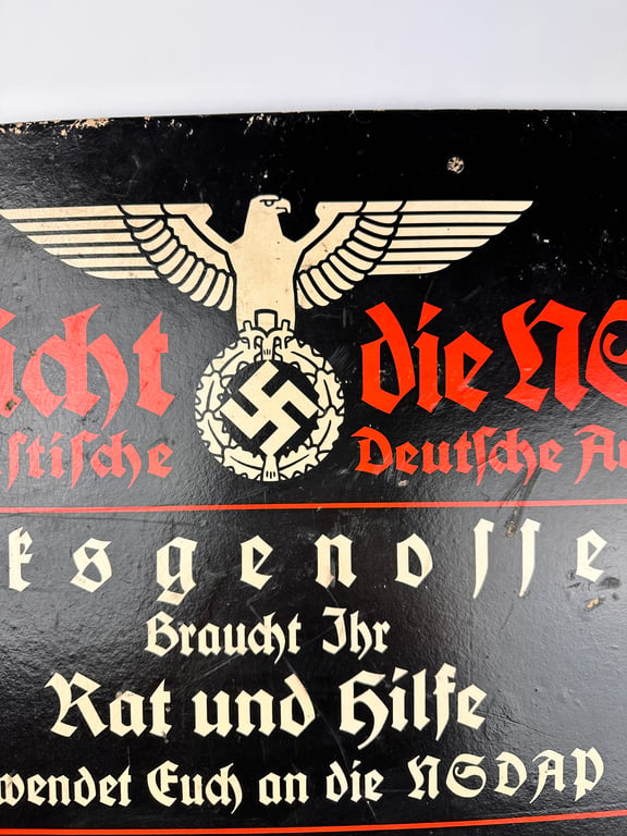 Rare Cardboard NSDAP sign  "Hier spricht die NSDAP"