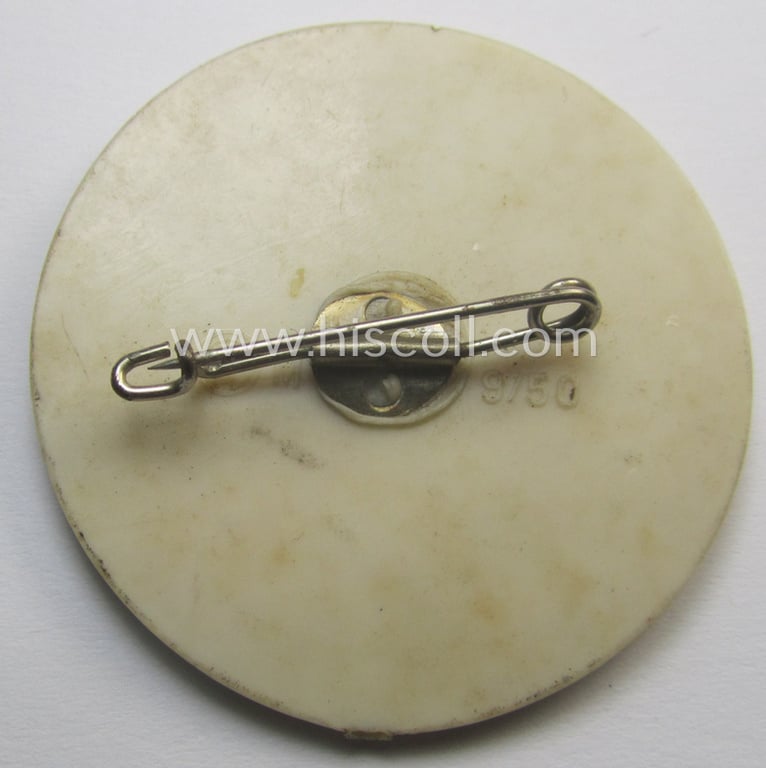 Commemorative, beige-coloured 'N.S.D.A.P.'-related 'tinnie' being a maker- (ie. 'RzM - M9/50'-) marked example depicting a 'Reichsadler'-device and text: 'Kreistag Altena - Lüdenscheid - 13. u. 14 5.1939'