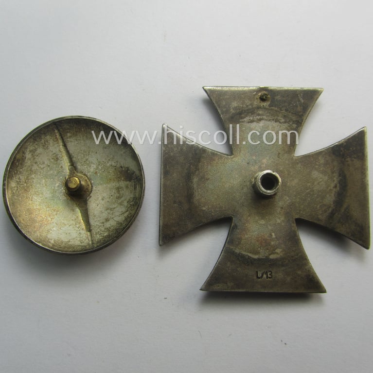 'EK 1. Kl.' (or: Iron Cross 1st class) as executed in the scarcely seen so-called: 'screw-back'-pattern being a typical maker- (ie. 'L/13'-) marked example as was produced by the 'Hersteller': 'Paul Meybauer'