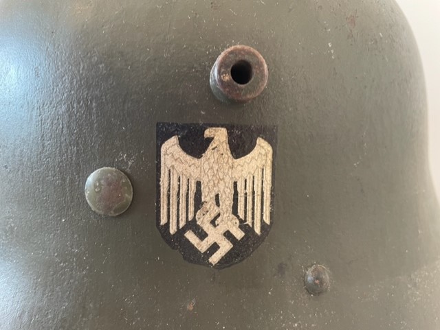 WWI GERMAN HELMET REFURBISHED IN THE 1930s.