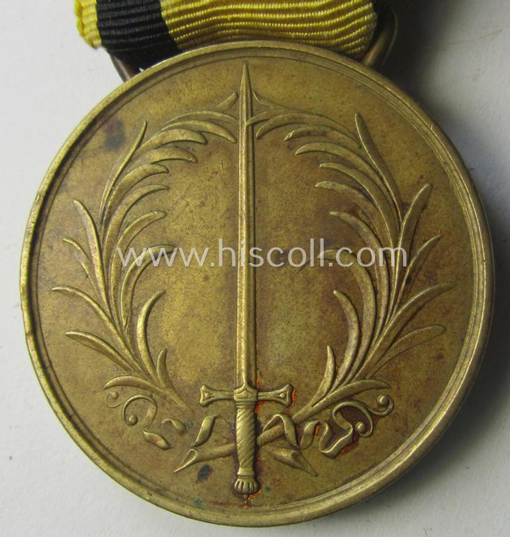 Grossherzogtum Baden, 'Gedächtnis-Medaille für 1849' that comes mounted onto its period ribbon (ie. 'Bandabschnitt') as issued and found