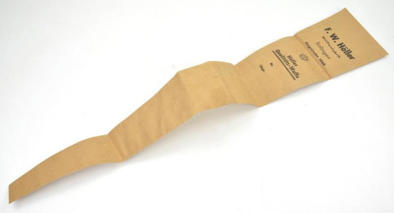 German WH Sword Paper Cover 'F.W. Holler'