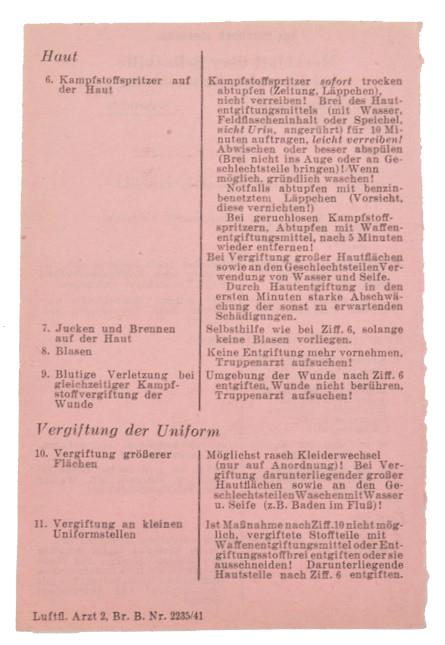 German WH Instruction leaflet 'Chemical Warfare'