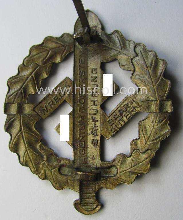 'SA-Sportabzeichen in Bronze' by 'W. Redo - Saarlautern' that is void of an an impressed bearers'-number