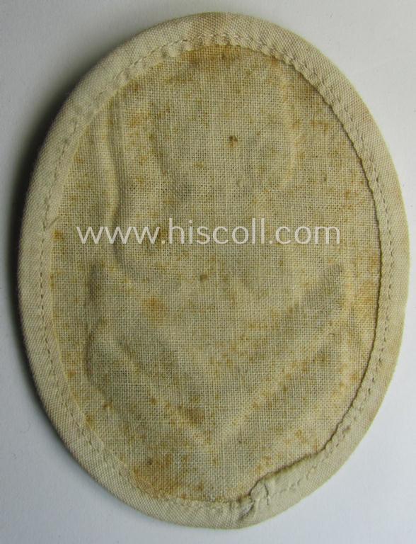 WH (Kriegsmarine) neatly machine-embroidered, so-called: career- ie. specialist-armbadge (ie. 'Tätigkeits-Abzeichen') as was intended to signify the: 'Sonderausbildung für Torpedotaucher'