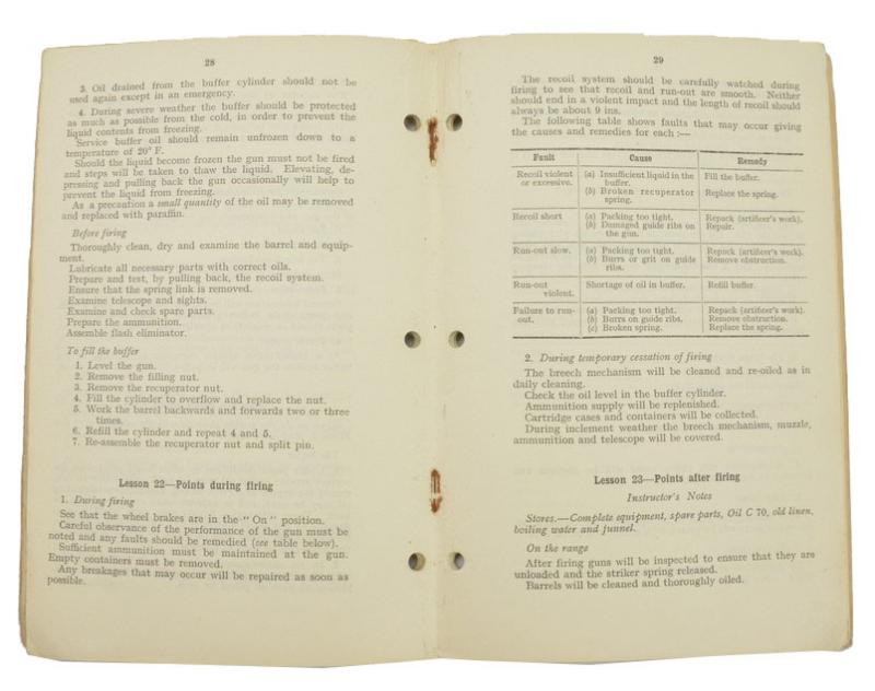 British WW2 Small Arms Training Manual Anti-Tank Gun