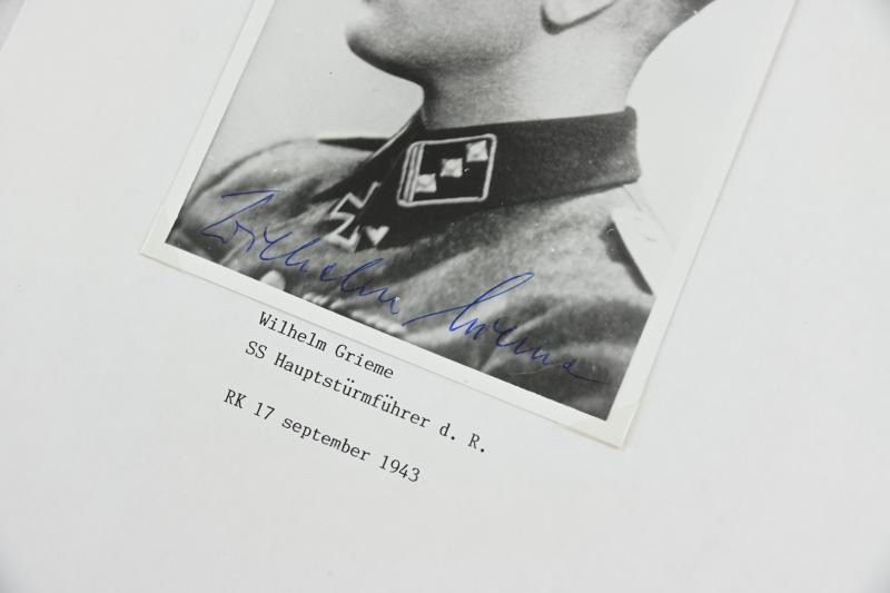 Signature of Waffen-SS KC Reciepient Wilhelm Grieme