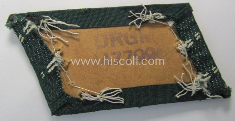 WH (Heeres) pair of (later-war-pattern) officers'-type collar-tabs (ie. 'Kragenspiegel für Offiziere') as was entirely executed in the neat 'BeVo'-weave pattern as was intended for an officer who served within the: 'Infanterie-Truppen'