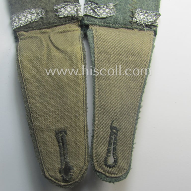 Slightly mis-matched pair of WH (Heeres) neatly 'cyphered' ('M36'- ie. 'M40'-pattern and/or pointed-styled) EM-type shoulderstraps: 'Soldat u. Unteroffizier-Anwärter des Infanterie-Rgts. 130'