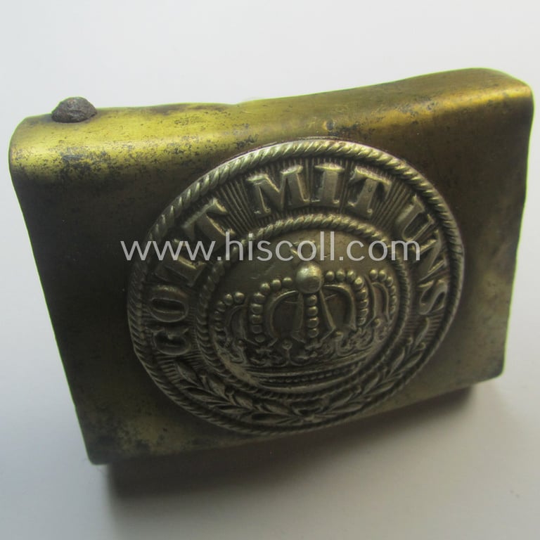 WWI-period (ie. 'Preussen'-related), copper- (ie. nickle-crome-) based, EM/NCO-type belt-buckle being a moderately used example
