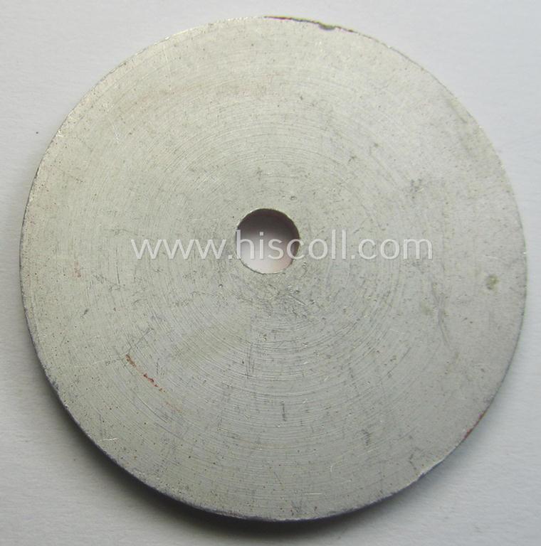 Neat - and fairly unusually seen! - WWII- (ie. TR-) period, so-called: license-plate-plaque, being a bright-red-coloured- and/or aluminium-based example that shows the superimposed text: 'Polizeidirektion Offenbach a. M.'