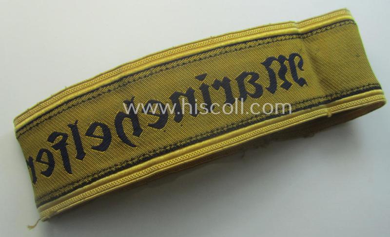 Truly worn- and/or tunic-removed NCO-pattern, WH (Kriegsmarine) cuff-title (ie. 'Ärmelstreifen') entitled: 'Marinehelfer'