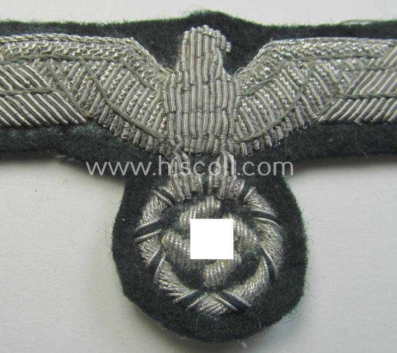 Superb - and never used! - WH (Heeres) officers'-type, hand-embroidered breast-eagle (ie. 'Brustadler für Offiziere') as was executed in bright-silverish-coloured braid as was intended for usage on the various officers'-pattern tunics