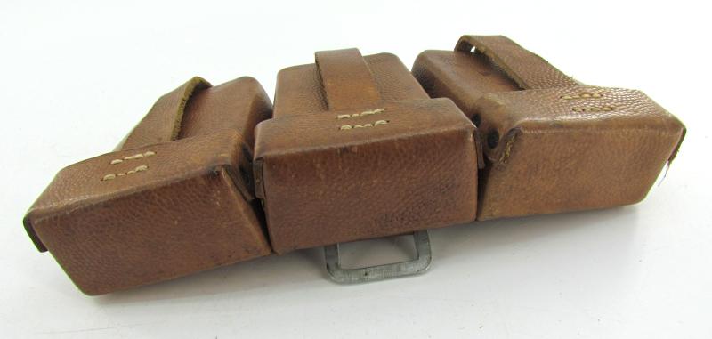 RARE matching set of brown leather K98 ammunition pouches