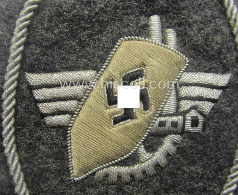 Attractive - and most certainly scarcely encountered! - neatly hand-embroidered so-called: 'Werkschutzdienst' (or: 'WSD') arm-badge (being an example that was as presumably intended for officer-usage)