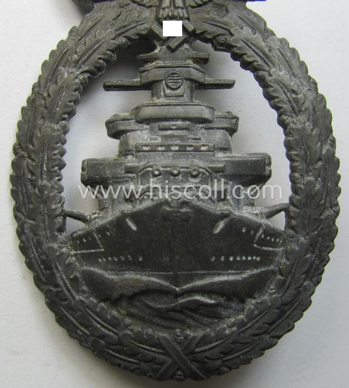 WH (KM) 'Flottenkriegsabzeichen' being zinc- (ie. 'Feinzink'-) based example by the 'Friedrich Orth'- (ie. 'FO'-) company