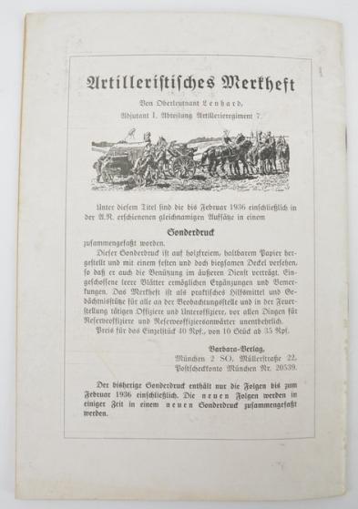 German WH Magazine 'Artilleristische Rundschau' 1936