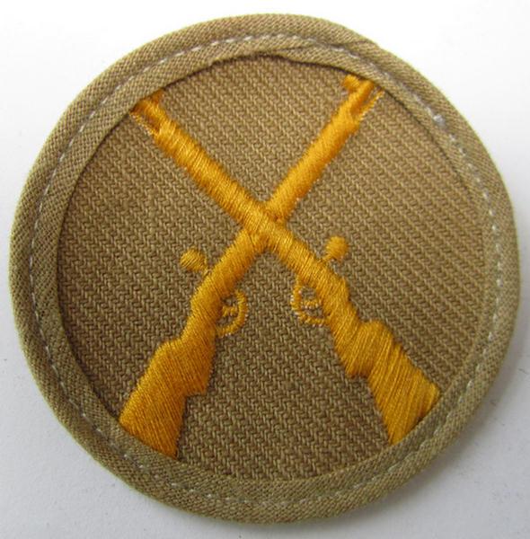 Very nice, WH (Heeres) 'tropical-style', trade- and/or special career insignia (ie. machine-embroidered speciality arm-patch) as intended for a: 'Waffenmeister' (or weapon-equipment NCO) - overall very nice (ie. virtually mint-/unissued!) condition!