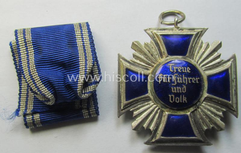 Superb, 'N.S.D.A.P. Dienstauszeichnung in Silber' (ie. '2. Stufe für 15 Jahre t. D.') being a non-maker-marked- (and 'regular-weight') example that comes together with its period (regular-sized) ribbon as issued- and/or worn