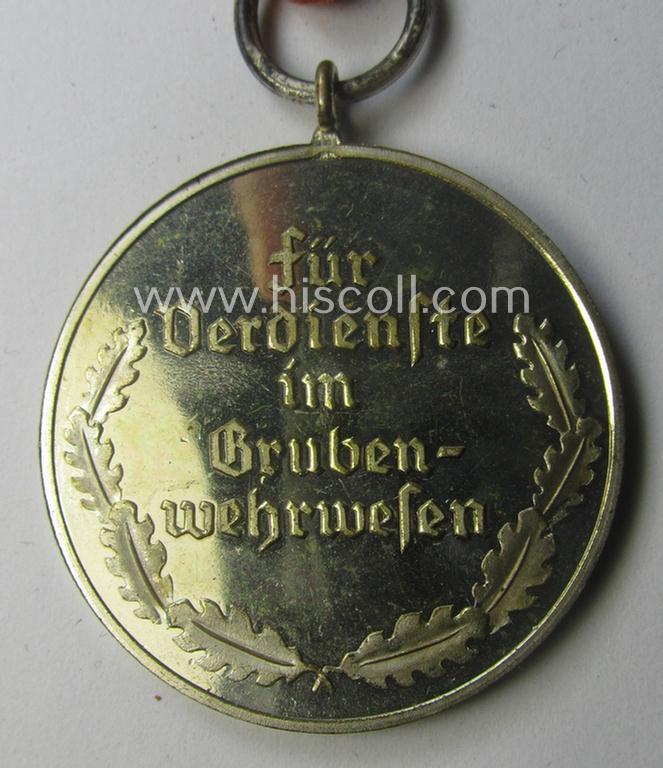 Superb, 'Grubenwehr-Ehrenzeichen des 2. Modell - 1938' that comes mounted its original (regular-sized) ribbon (ie. 'Bandabschnitt') as issued and/or stored for decades
