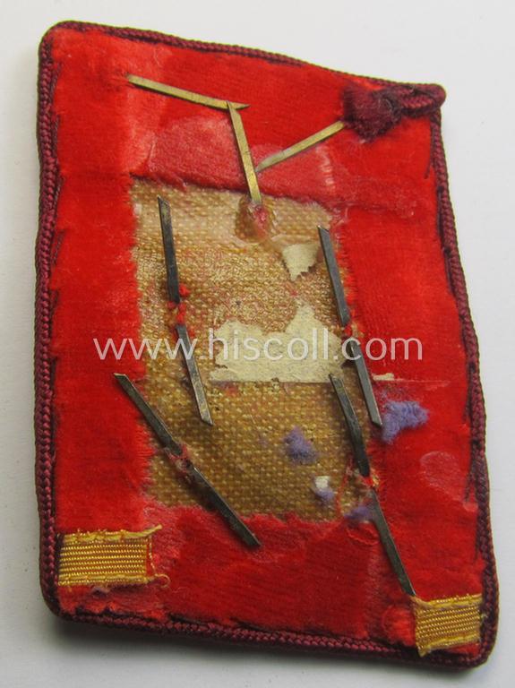 Attractive - albeit single! - N.S.D.A.P.-type collar-patch (ie. 'Kragenspiegel für pol. Leiter') as intended for usage by an: 'N.S.D.A.P.-Obergemeinschaftsleiter' at 'Gau'-level (and that comes in a just moderately used ie. worn-, condition)