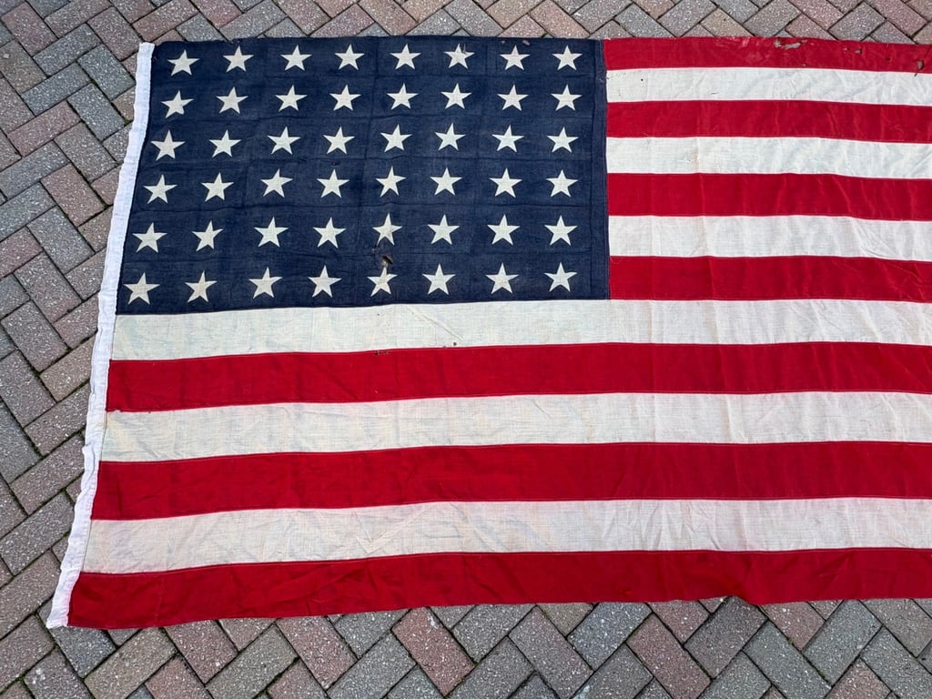 SCARCE WWII 48 STAR AMERICAN WARTIME FLAG OPERATION OVERLORD.