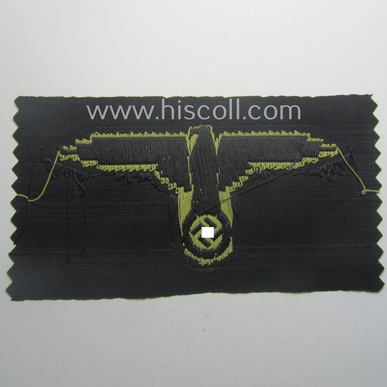 'SS' (ie. 'Waffen-SS') 'BeVo'-woven, EM- (ie. NCO-pattern) tropical-styled arm-eagle (ie. 'Tropen-Ärmeladler für Mannschaften u. Unterführer der Waffen-SS')