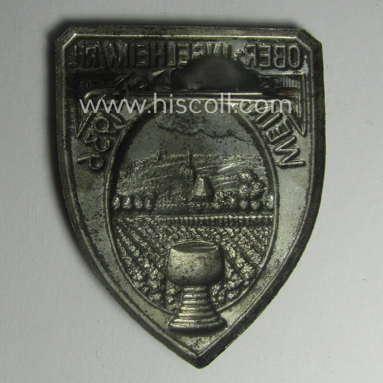 Commemorative, reddish-bronze-toned day-badge (ie. 'tinnie') as issued to commemorate the: 'Weinfest 1936 - Ober-Ingelheim/Rh.'