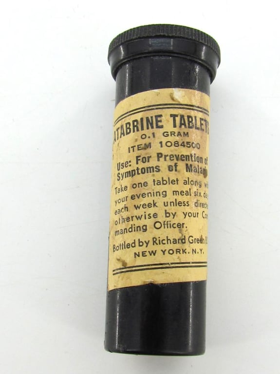 US WWII Tube with Atabrine Tablets