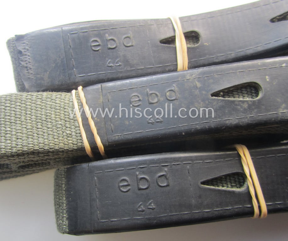 'Standard-issue'-pattern- (ie. typical WH-issue) carrying-strap (ie. 'Tragelasche') for the various gasmask-containers (being a maker- ie. 'EBD'-marked and '1944'-dated  example)