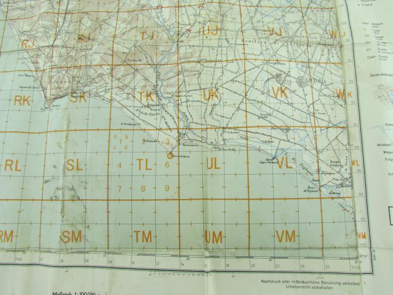 Wehrmacht "Truppenkarte" Littoria ( Italy ) 1943