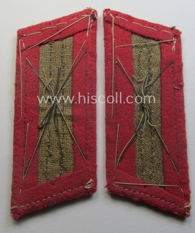 Pair of WH (Heeres) EM- (ie. NCO-) type, so-called: 'Waffenrock'- (ie. dress-) collar-tabs (ie. 'Kragenspiegel'): 'Soldat o. Uffz. eines Pz. o. Pz-Jäger-Abts. o. Rgts.'
