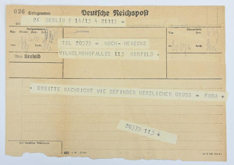 German Reichspost Telegram Berliner