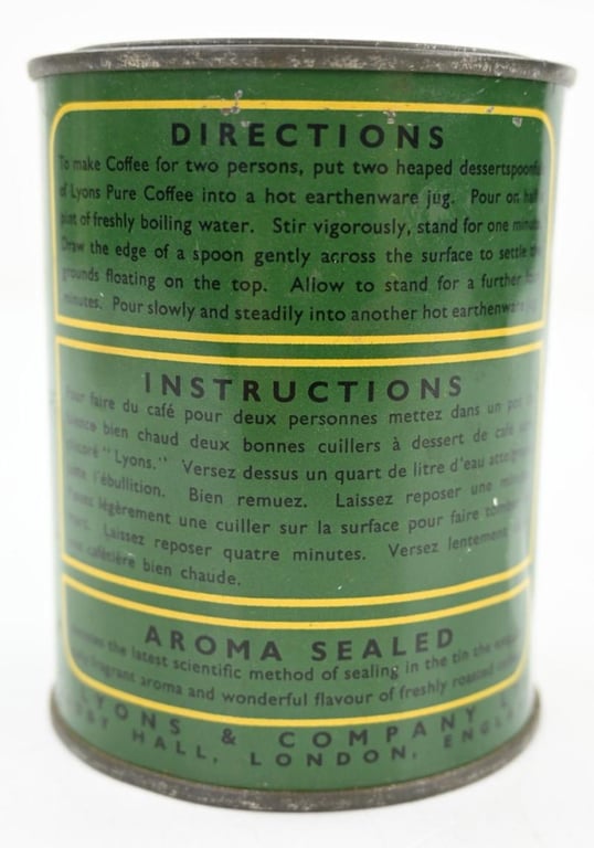 British WW2 Lyons Coffee Tin Can