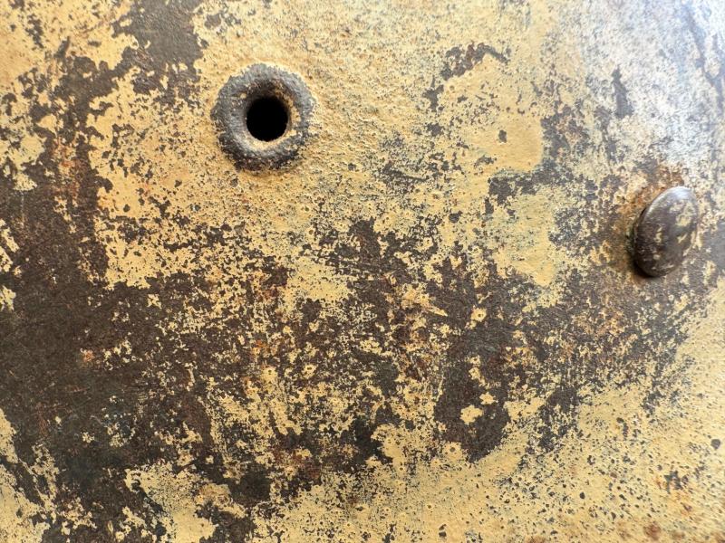 Wehrmacht M42 Camouflage Helmet in Tan Paint Captured in Normandy!