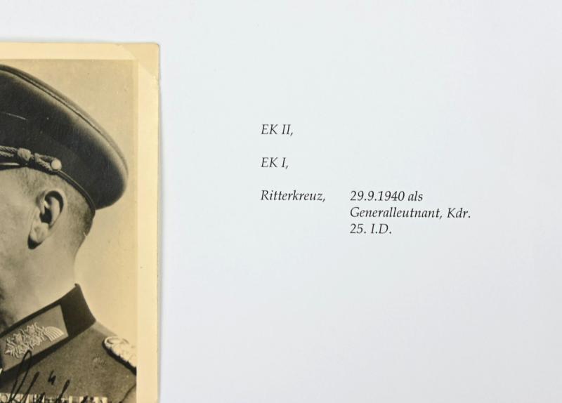 Signature of Wehrmacht Heer KC and General of the Infantry Erich-Heinrich Clößnerr