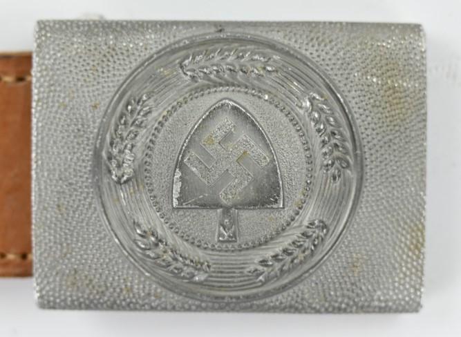 German RAD Beltbuckle with leather tab