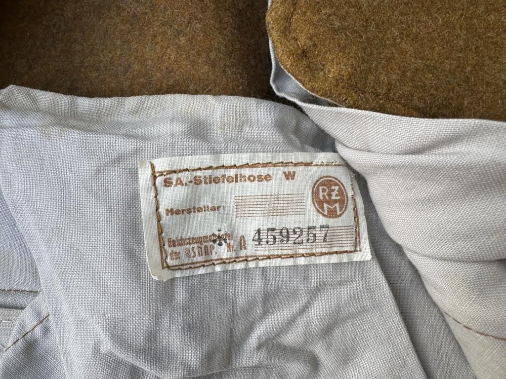 MINT ‘SA’ Sturmabteilung brown breeches with RZM label