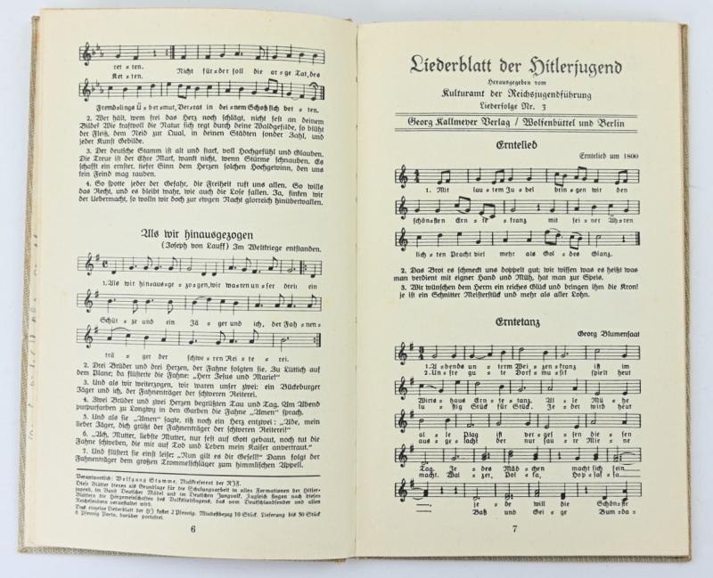 German HJ Songbook 'Liederblatt der Hitlerjugend'