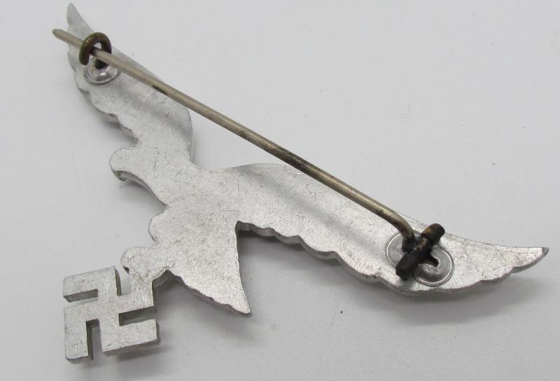 Aluminum Luftwaffe breast eagle for summer tunic or leather flight jacket