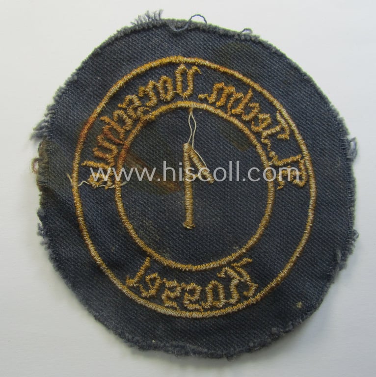 HJ- (ie. 'Flieger-HJ') specialist-armbadge (or: 'Schulabzeichen') depicting the text: 'Techn. Vorschule d. Luftwaffe - 1 - Kassel'