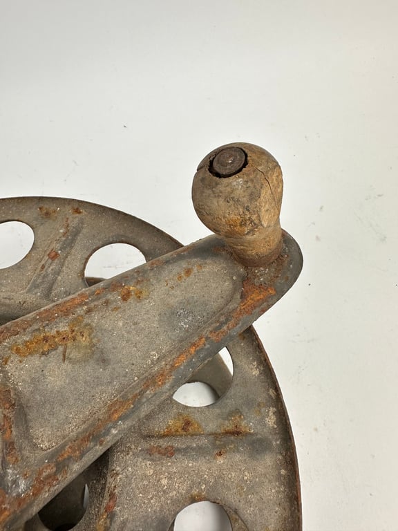 Original German WWII Big Hand Held Cable Reel With Wire Dated2 1942