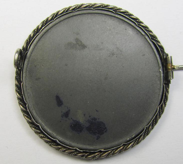 German (ie. Prussian- ie. 'Preussen') WWI-period- and/or zinc- ('Feinzink'-) based, so-called: 'Verdienstplakette für treue Kriegshilfe im der Provinz Sachsen' (being a non-maker-marked example that was period-mounted into a brooch)