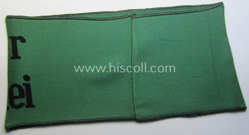 EM- (ie. NCO-) type armband as was intended for usage by a member who served within the 'Sicherheitsdienst'- (ie. 'SD'-) related so-called: 'Schützmannschaften' (ie. 'Schuma')