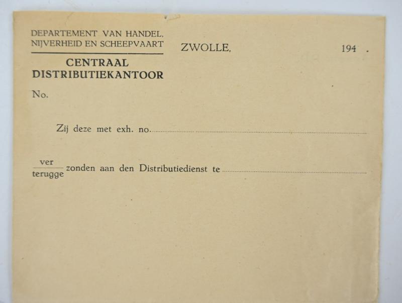 Dutch WW2 Distribution Office Paper Zwolle 1944