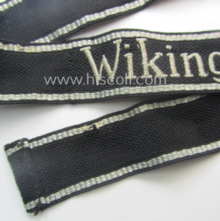 Moderately used- and/or worn Waffen-SS, 'RzM'-pattern, EM- (ie. NCO-) type cuff-title (ie. 'Ärmelstreifen') as was intended for a member of the: 5. SS-Panzer-Division "Wiking"