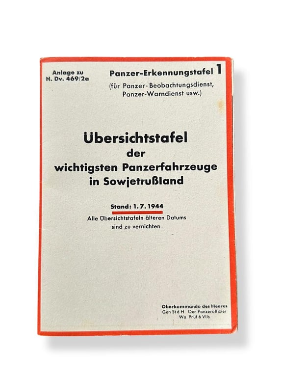 Recognition cards 'Panzer-Erkennungstafel'