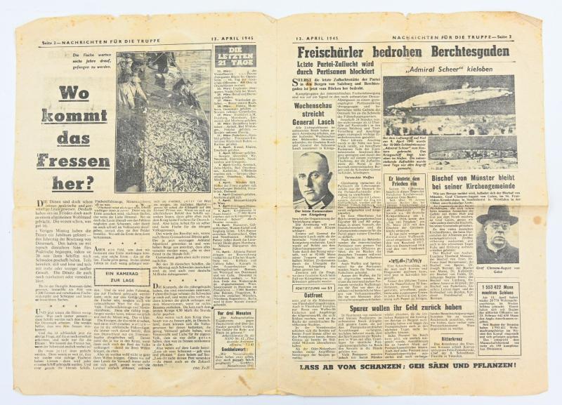 Allied WW2 Droppingsflyer 'Nachrichten für die Truppe' 13 April 1945